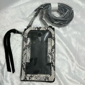 Aimee Kestenberg Leather Snakeskin Phone Carrier Crossbody Wallet Clutch